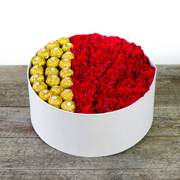 Caja de Flores con Ferrero - Esfera de amor